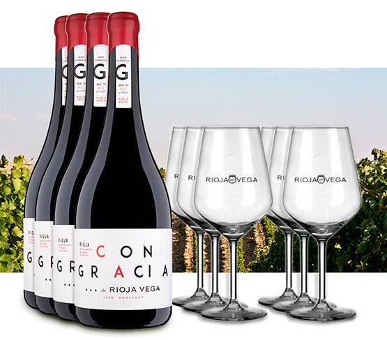 RIOJA VEGA Con Graciano, sí gracias. 4 Botellas + 6 copas