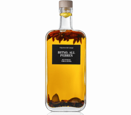 LLÀGRIMES DEL CANIGÓ Aceite de Oliva Infusionado con Guindilla, Ajo y Pimientas 500ml